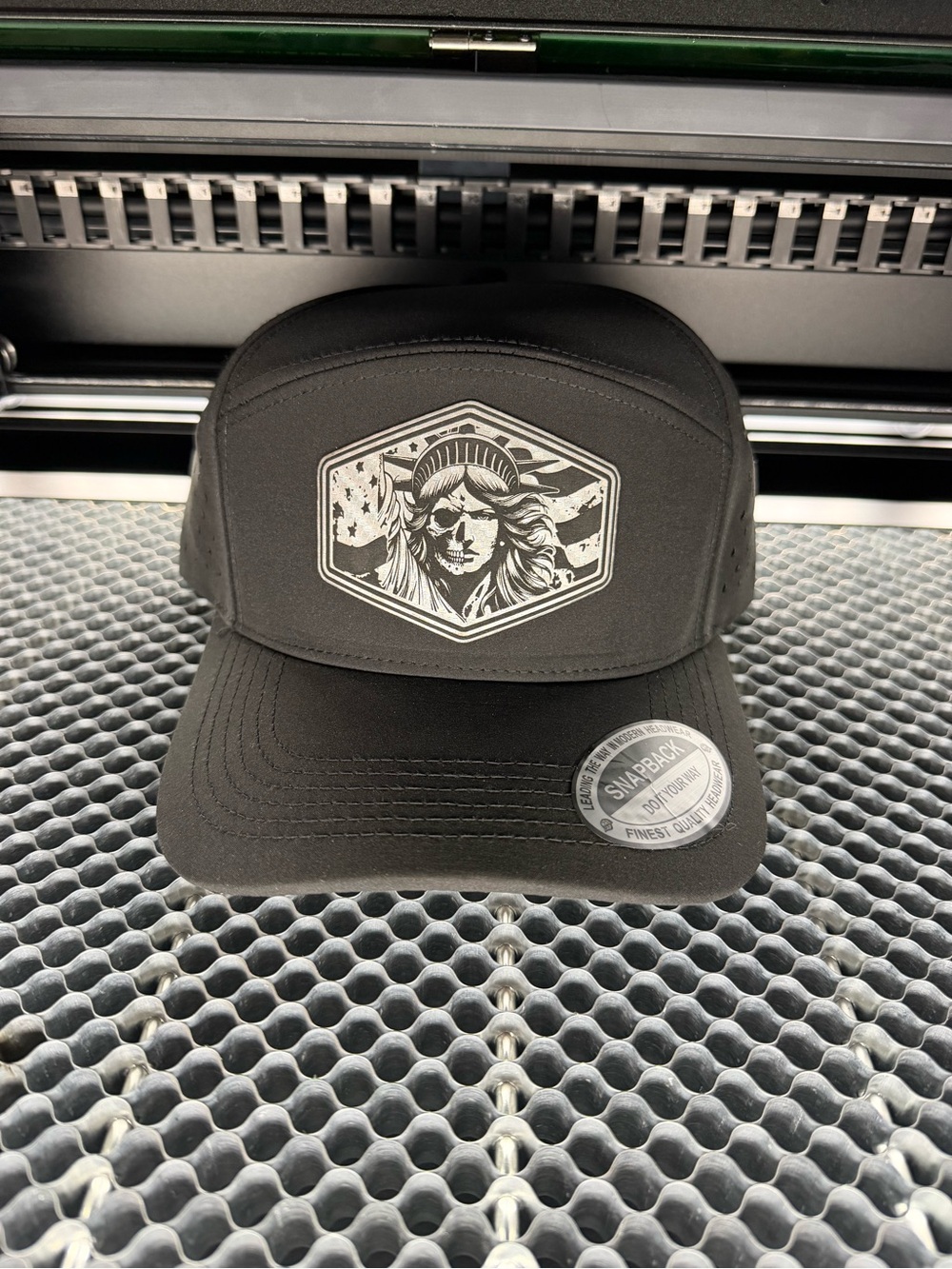 Black Snapback Hat with Statue of Liberty Patch